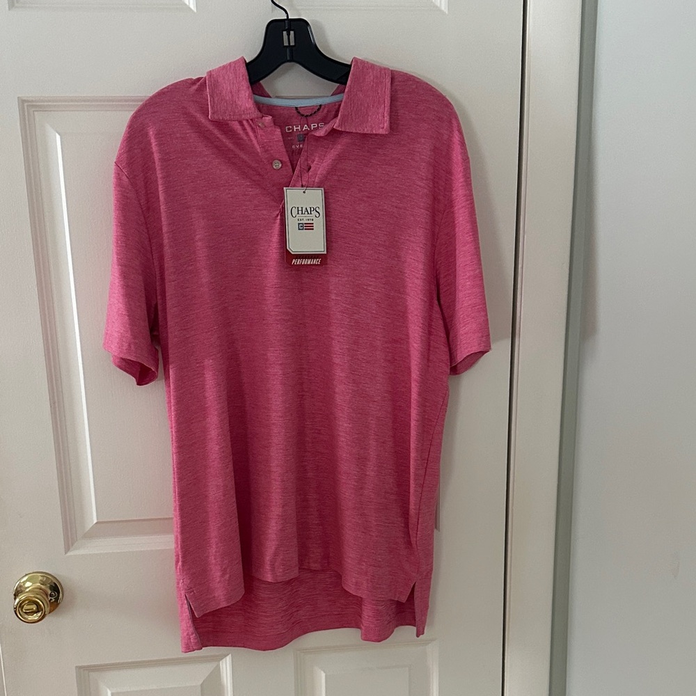 Chaps Men's Heathered Pink Polo Shirt